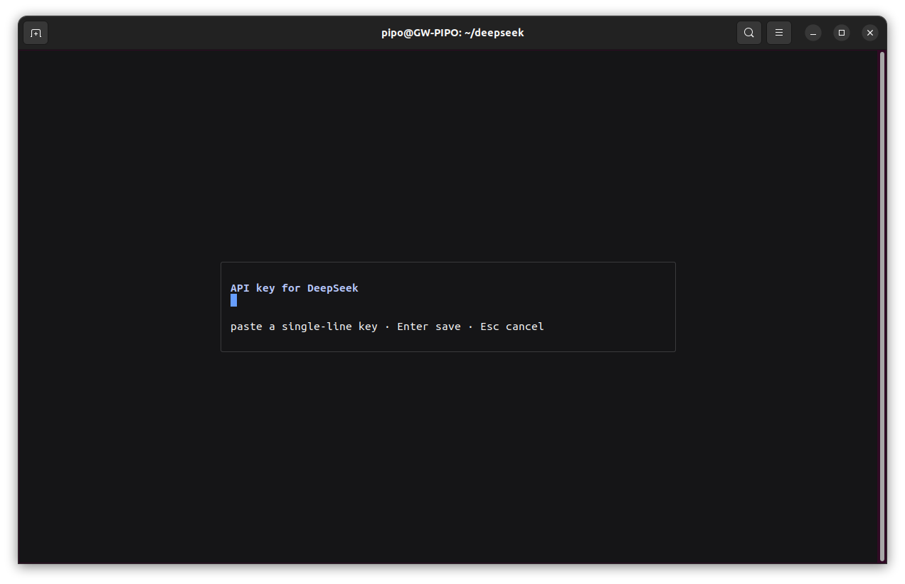 The API key dialog for DeepSeek